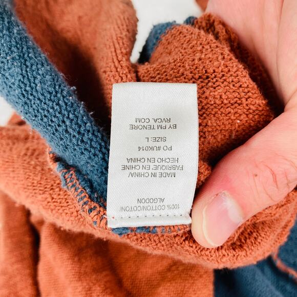 RVCA Open Cardigan Womens Large Orange Blue Intentionally Distressed Boho - Picture 7 of 13